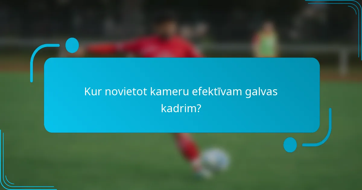Kur novietot kameru efektīvam galvas kadrim?